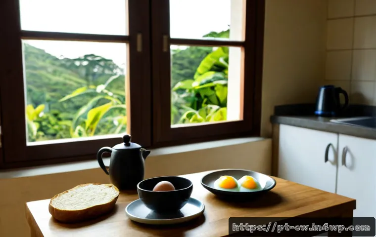 Home 17 저탄수화물 다이어트 시 식사 시점 조절 - Photorealistic morning kitchen scene in Brazil, a healthy adult preparing a low-carbohydrate breakfa...